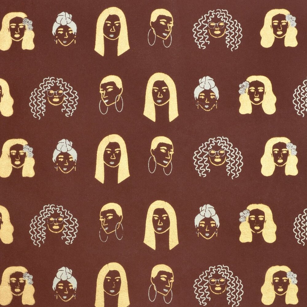 Women of Color Gift Wrap - Brown/Gold/Cream Metallic